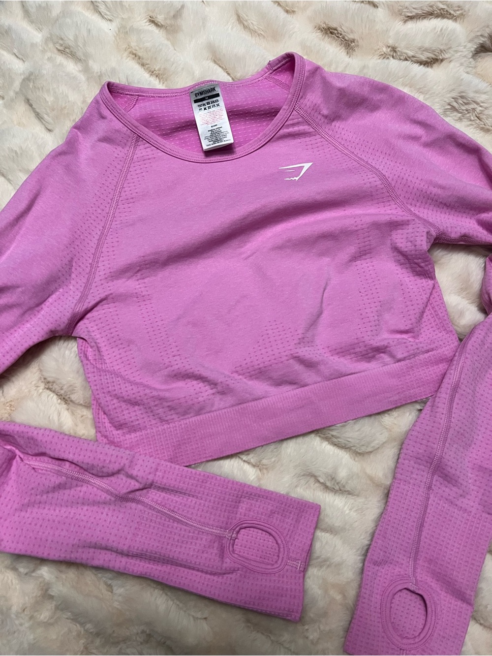 Gymshark Pink Long Sleeve Crop Top with Logo